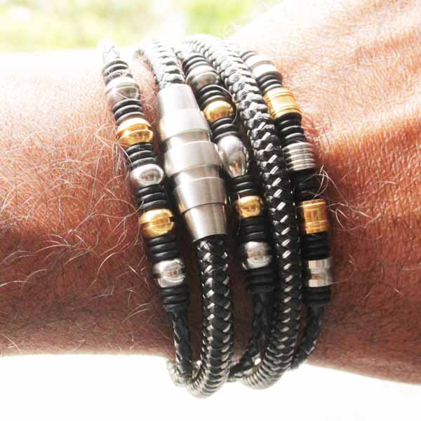 Bracelets hommes en acier bicolore